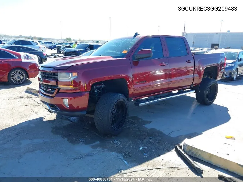 2016 Chevrolet Silverado 1500 2Lt VIN: 3GCUKREC3GG209483 Lot: 40858731