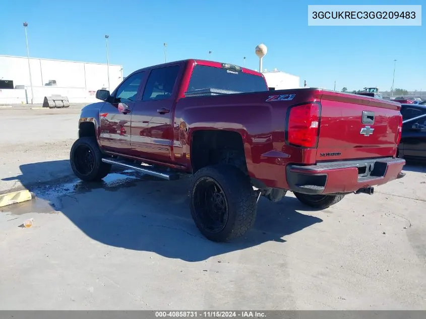 2016 Chevrolet Silverado 1500 2Lt VIN: 3GCUKREC3GG209483 Lot: 40858731