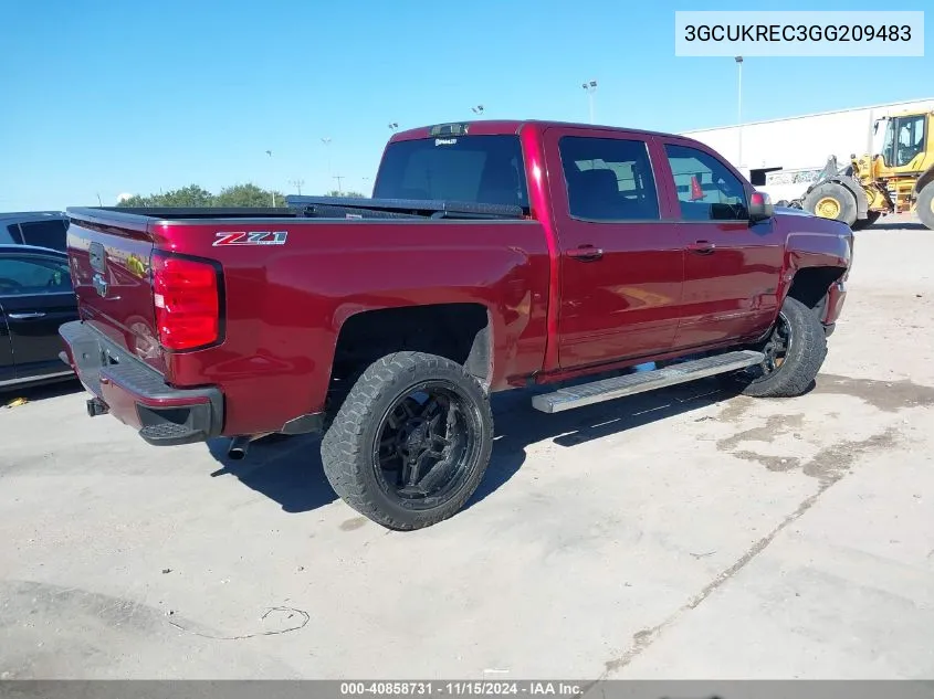 2016 Chevrolet Silverado 1500 2Lt VIN: 3GCUKREC3GG209483 Lot: 40858731