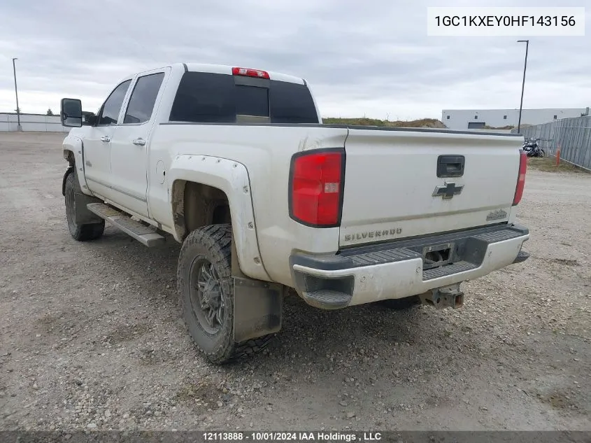 2017 Chevrolet Silverado 2500Hd VIN: 1GC1KXEY0HF143156 Lot: 12113888