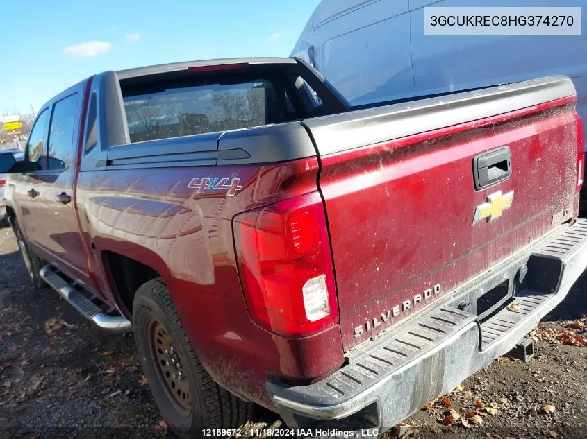 2017 Chevrolet Silverado K1500 Lt VIN: 3GCUKREC8HG374270 Lot: 12159672