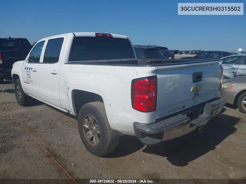 3GCUCRER3HG315502 2017 Chevrolet Silverado 1500 1Lt