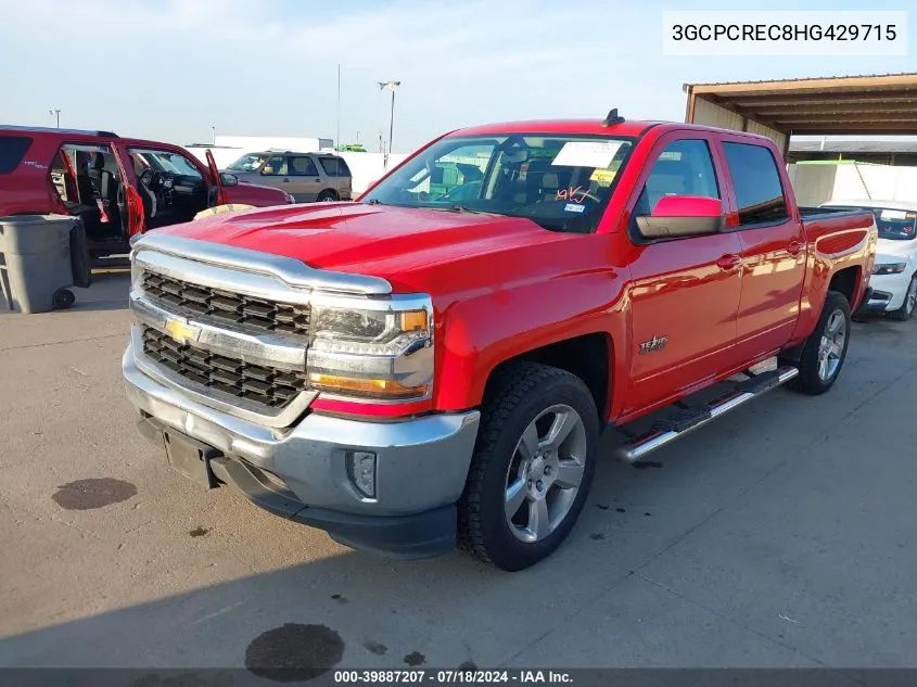 2017 Chevrolet Silverado 1500 1Lt VIN: 3GCPCREC8HG429715 Lot: 39887207