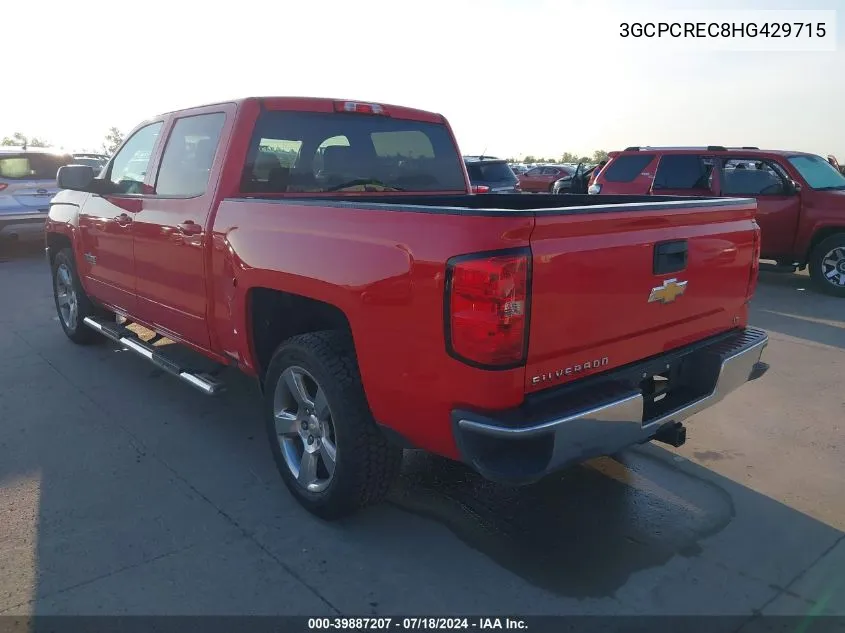 2017 Chevrolet Silverado 1500 1Lt VIN: 3GCPCREC8HG429715 Lot: 39887207