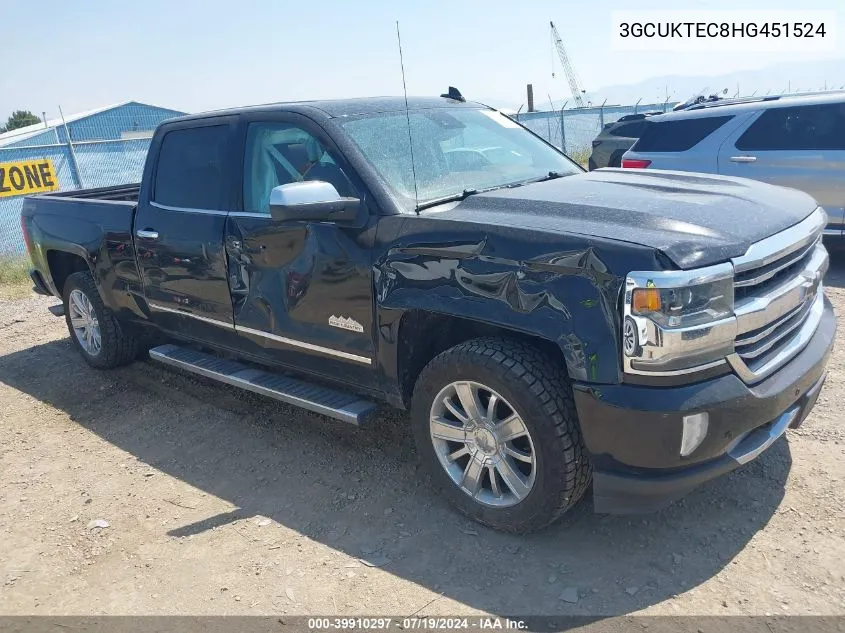 2017 Chevrolet Silverado 1500 High Country VIN: 3GCUKTEC8HG451524 Lot: 39910297