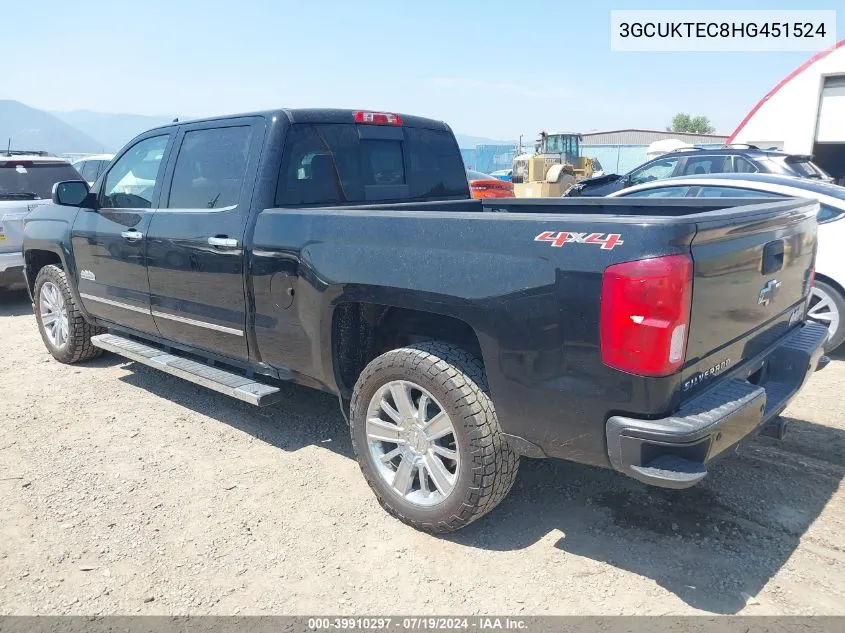 2017 Chevrolet Silverado 1500 High Country VIN: 3GCUKTEC8HG451524 Lot: 39910297