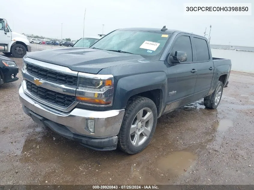 2017 Chevrolet Silverado 1500 1Lt VIN: 3GCPCREC0HG398850 Lot: 39920843