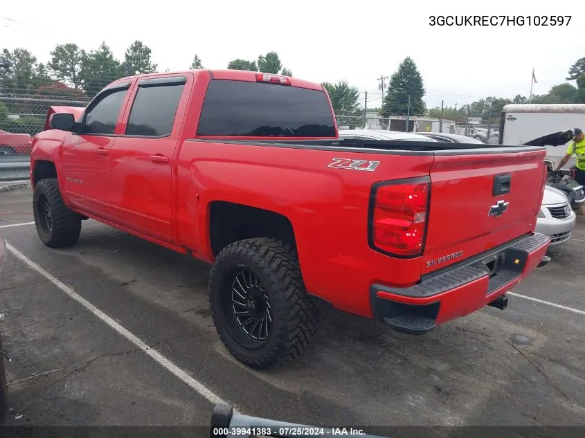 2017 Chevrolet Silverado 1500 2Lt VIN: 3GCUKREC7HG102597 Lot: 39941383