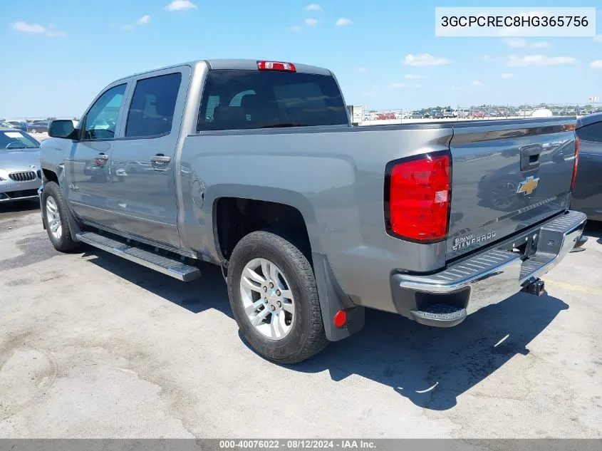 2017 Chevrolet Silverado 1500 1Lt VIN: 3GCPCREC8HG365756 Lot: 40076022