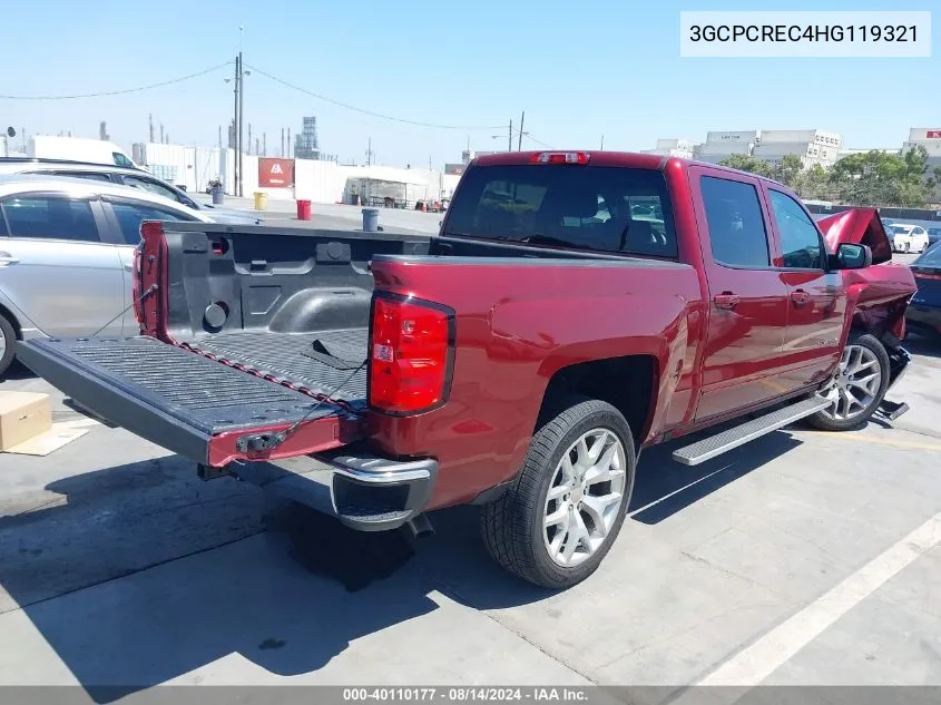 2017 Chevrolet Silverado 1500 1Lt VIN: 3GCPCREC4HG119321 Lot: 40110177