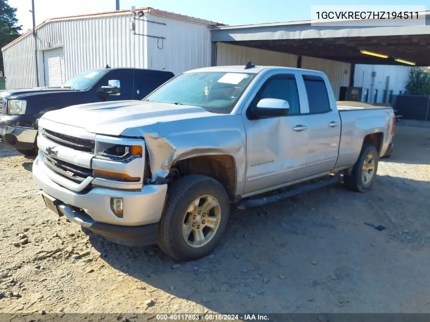 2017 Chevrolet Silverado 1500 2Lt VIN: 1GCVKREC7HZ194511 Lot: 40117803