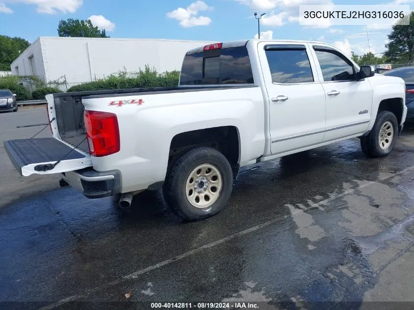 2017 Chevrolet Silverado K1500 High Country VIN: 3GCUKTEJ2HG316036 Lot: 40142811