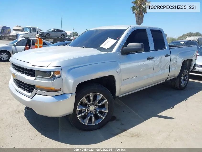 2017 Chevrolet Silverado 1500 Custom VIN: 1GCRCPEC2HZ351221 Lot: 40154033