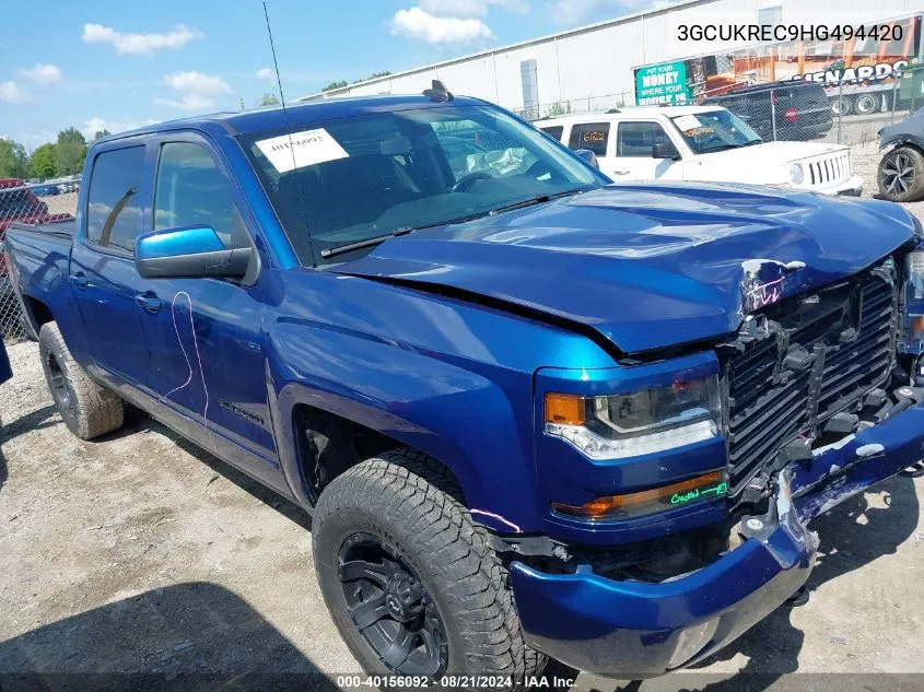 2017 Chevrolet Silverado 1500 K1500 Lt VIN: 3GCUKREC9HG494420 Lot: 40156092