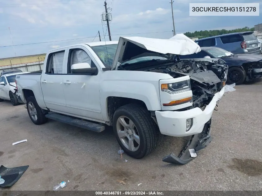 2017 Chevrolet Silverado 1500 2Lt VIN: 3GCUKREC5HG151278 Lot: 40346751