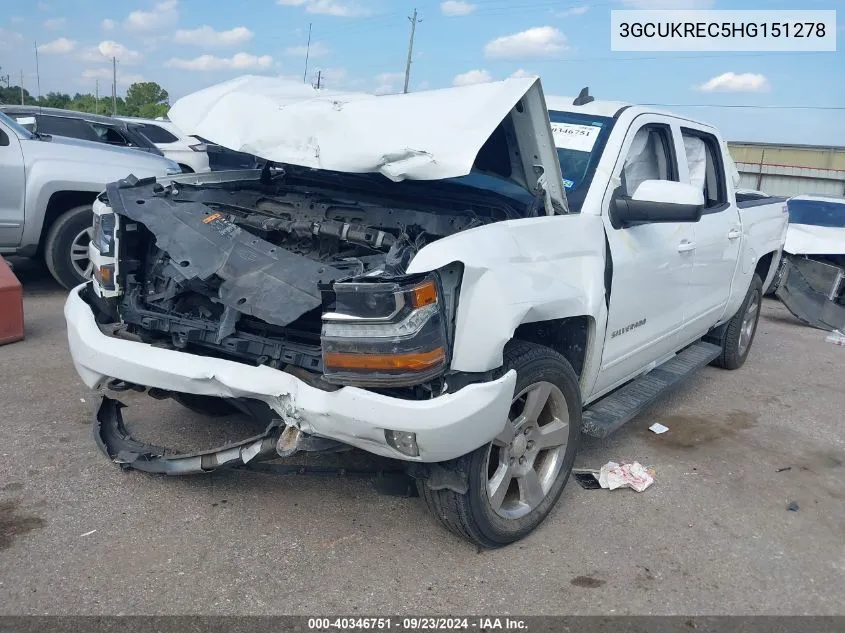 2017 Chevrolet Silverado 1500 2Lt VIN: 3GCUKREC5HG151278 Lot: 40346751