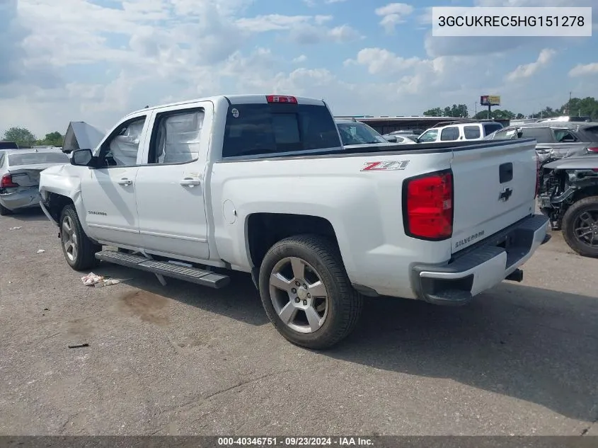 2017 Chevrolet Silverado 1500 2Lt VIN: 3GCUKREC5HG151278 Lot: 40346751