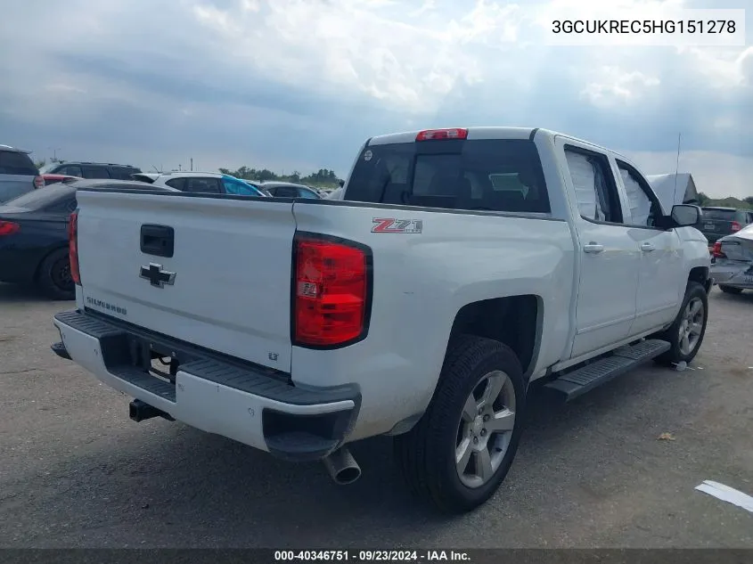 2017 Chevrolet Silverado 1500 2Lt VIN: 3GCUKREC5HG151278 Lot: 40346751