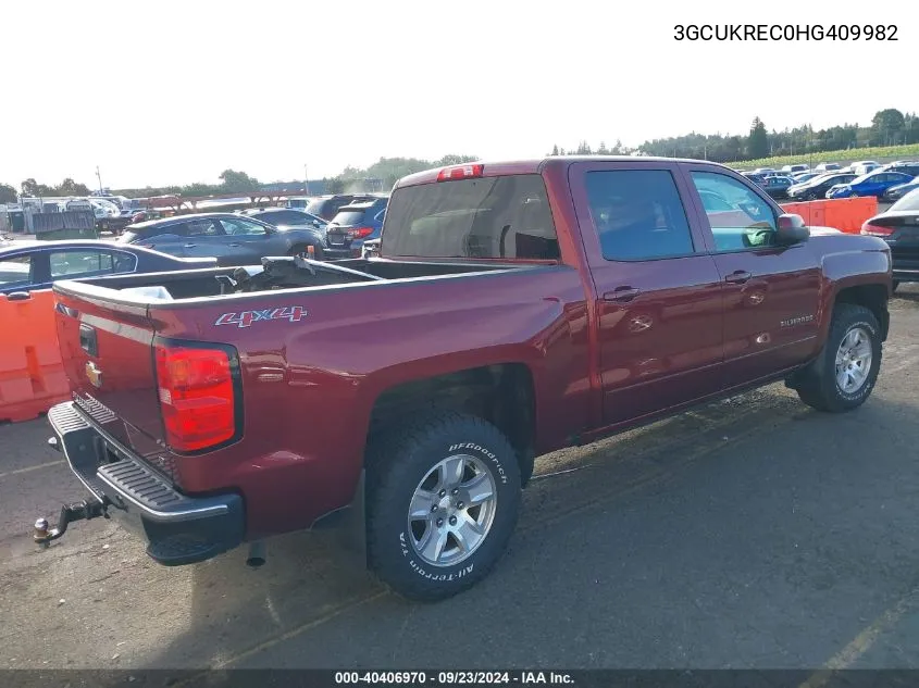 2017 Chevrolet Silverado 1500 1Lt VIN: 3GCUKREC0HG409982 Lot: 40406970