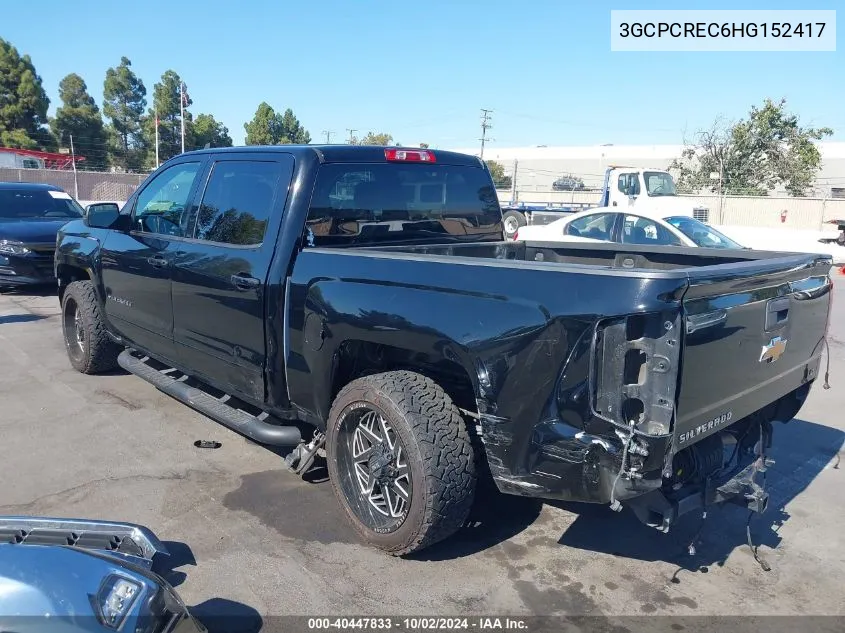 2017 Chevrolet Silverado 1500 1Lt VIN: 3GCPCREC6HG152417 Lot: 40447833