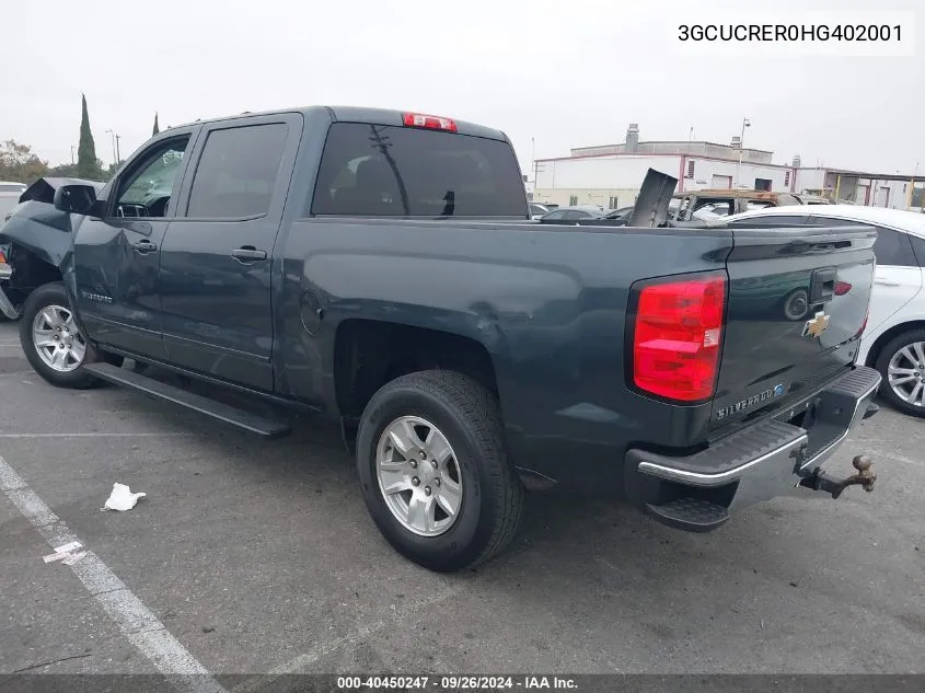 2017 Chevrolet Silverado 1500 1Lt VIN: 3GCUCRER0HG402001 Lot: 40450247