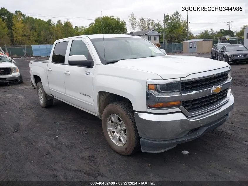 2017 Chevrolet Silverado 1500 1Lt VIN: 3GCUKREC0HG344986 Lot: 40452400