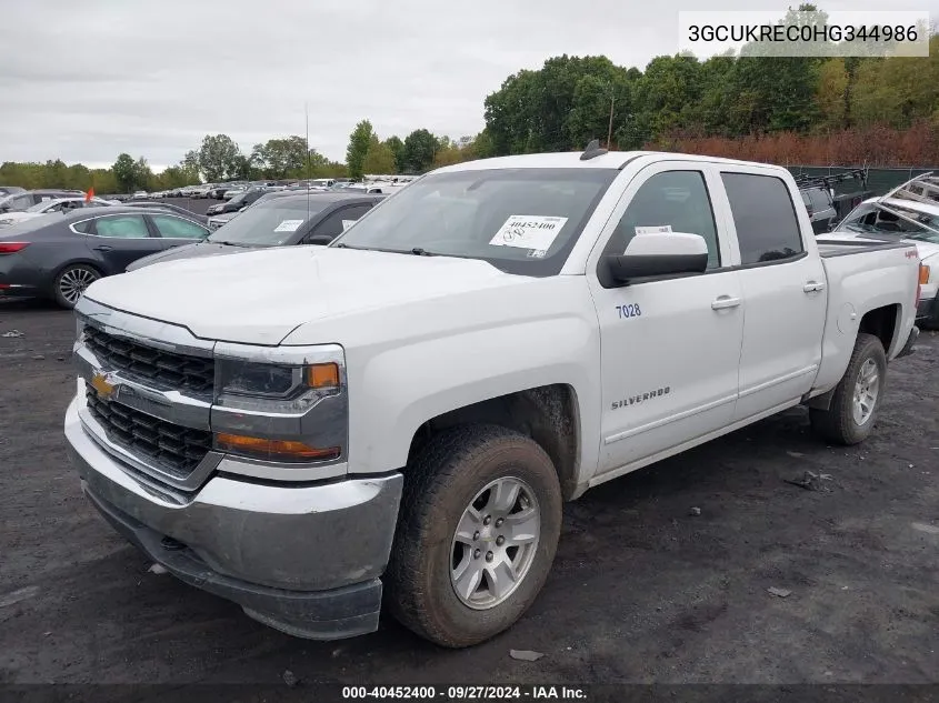 2017 Chevrolet Silverado 1500 1Lt VIN: 3GCUKREC0HG344986 Lot: 40452400