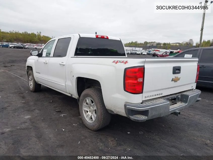 2017 Chevrolet Silverado 1500 1Lt VIN: 3GCUKREC0HG344986 Lot: 40452400