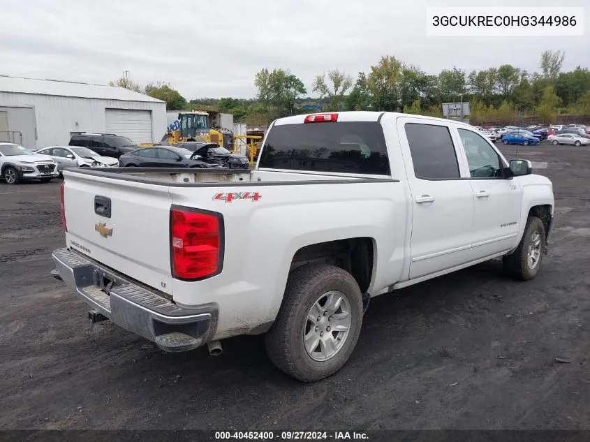 2017 Chevrolet Silverado 1500 1Lt VIN: 3GCUKREC0HG344986 Lot: 40452400