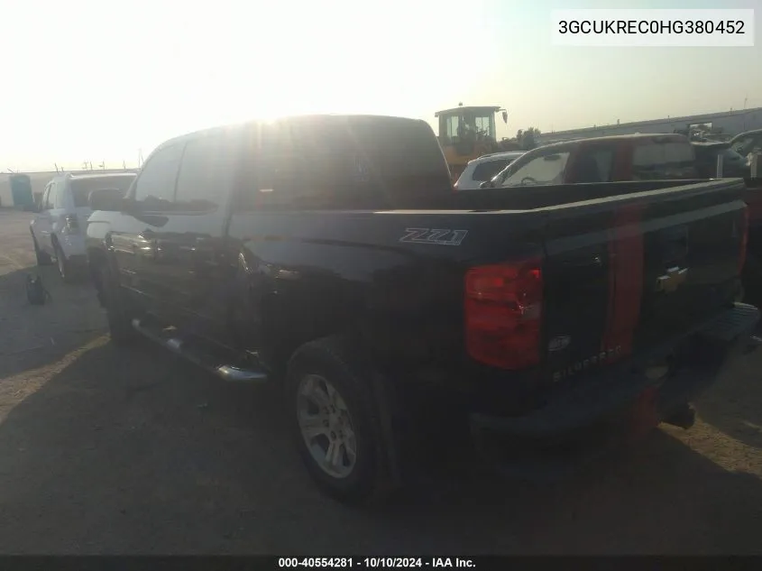 3GCUKREC0HG380452 2017 Chevrolet Silverado 1500 2Lt