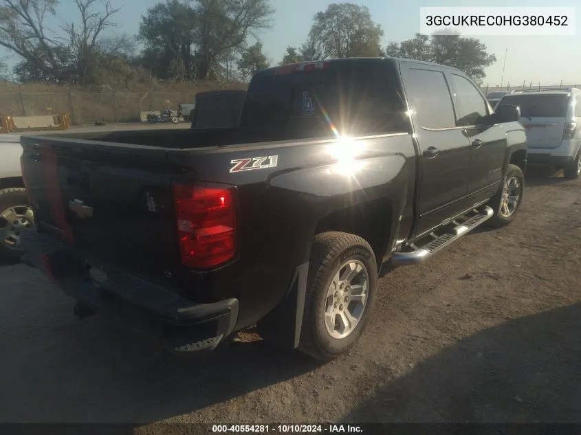 3GCUKREC0HG380452 2017 Chevrolet Silverado 1500 2Lt