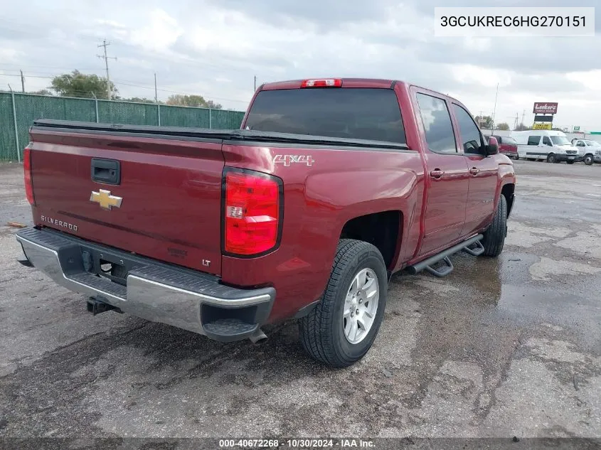 2017 Chevrolet Silverado 1500 1Lt VIN: 3GCUKREC6HG270151 Lot: 40672268