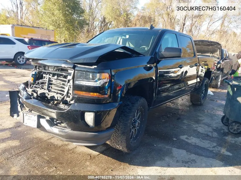 2017 Chevrolet Silverado 1500 2Lt VIN: 3GCUKREC7HG160404 Lot: 40785278