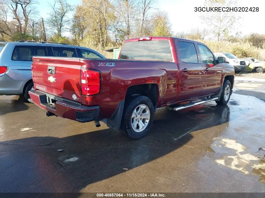 2017 Chevrolet Silverado 1500 2Lt VIN: 3GCUKREC2HG202428 Lot: 40857064