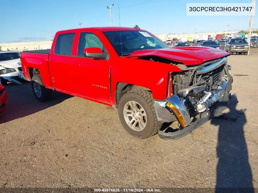 2017 Chevrolet Silverado 1500 1Lt VIN: 3GCPCREC3HG421747 Lot: 40876625