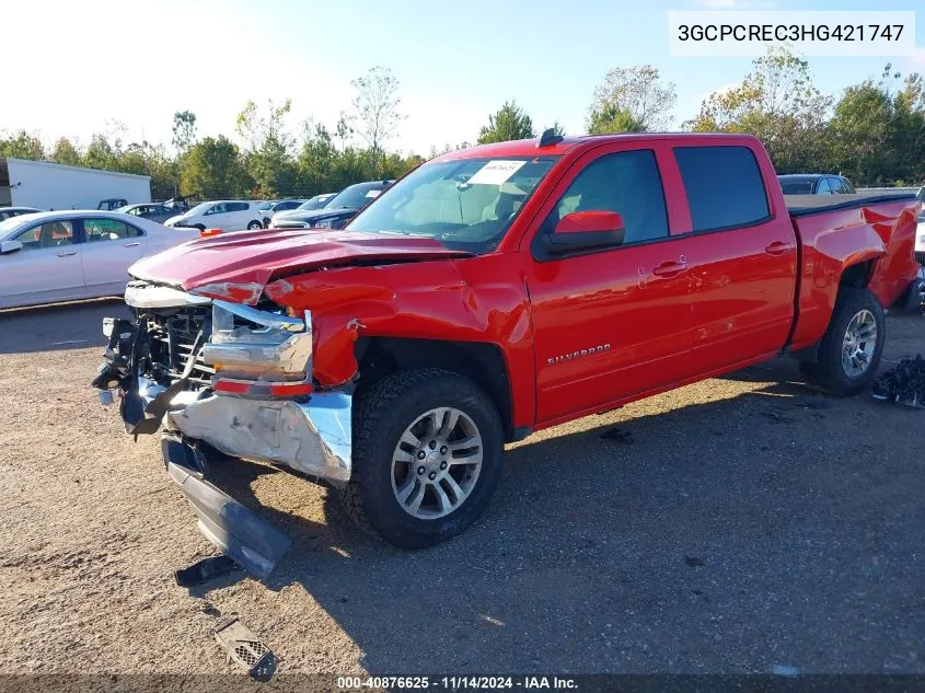 2017 Chevrolet Silverado 1500 1Lt VIN: 3GCPCREC3HG421747 Lot: 40876625