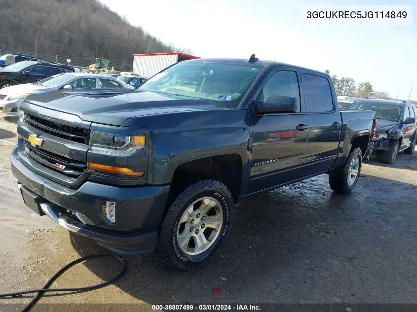 2018 Chevrolet Silverado 1500 2Lt VIN: 3GCUKREC5JG114849 Lot: 38807499