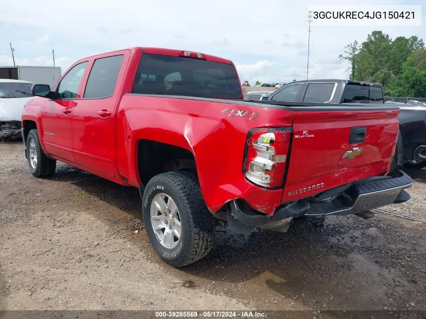 2018 Chevrolet Silverado 1500 1Lt VIN: 3GCUKREC4JG150421 Lot: 39285569