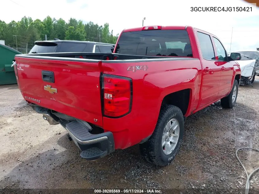 2018 Chevrolet Silverado 1500 1Lt VIN: 3GCUKREC4JG150421 Lot: 39285569