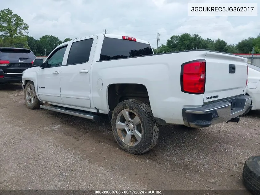 2018 Chevrolet Silverado 1500 1Lt VIN: 3GCUKREC5JG362017 Lot: 39660765