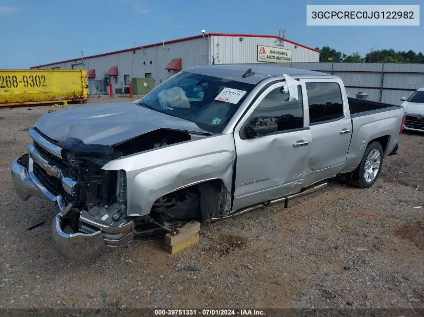 2018 Chevrolet Silverado 1500 1Lt VIN: 3GCPCREC0JG122982 Lot: 39751331