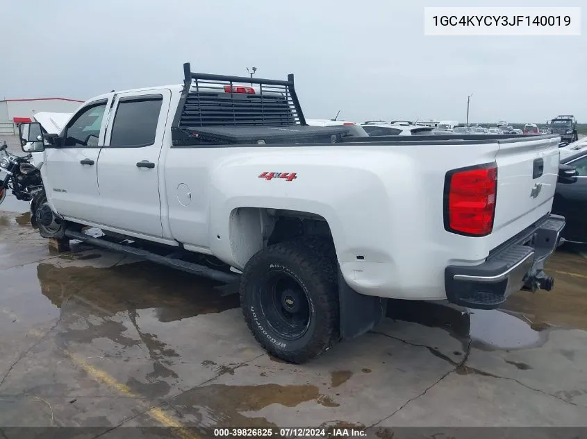 2018 Chevrolet Silverado 3500Hd Wt VIN: 1GC4KYCY3JF140019 Lot: 39826825