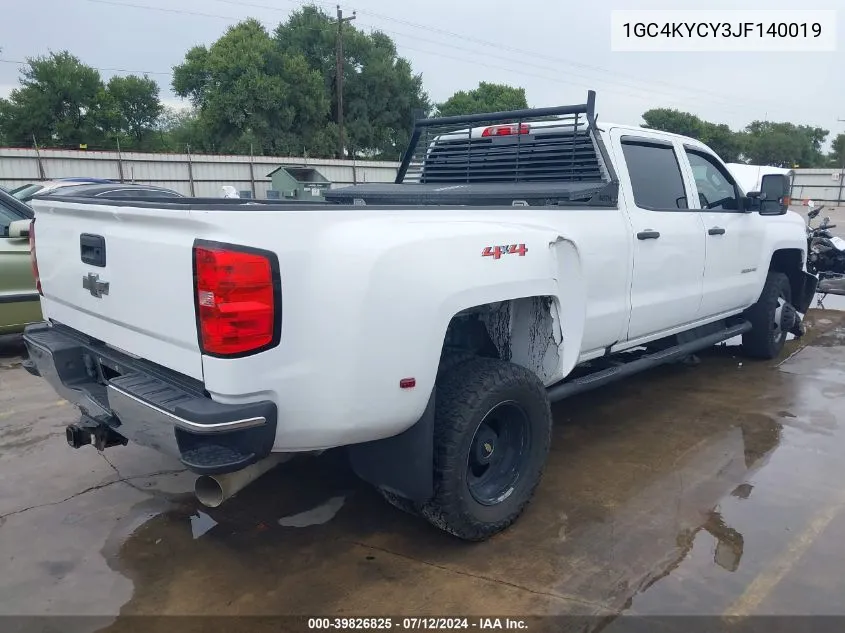 1GC4KYCY3JF140019 2018 Chevrolet Silverado 3500Hd Wt