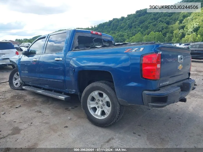 2018 Chevrolet Silverado 1500 2Lt VIN: 3GCUKREC0JG244506 Lot: 39828001