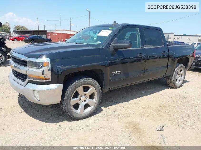 2018 Chevrolet Silverado 1500 Lt VIN: 3GCPCREC8JG533398 Lot: 39953311