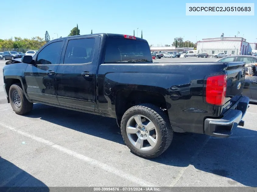 2018 Chevrolet Silverado 1500 Lt VIN: 3GCPCREC2JG510683 Lot: 39994576