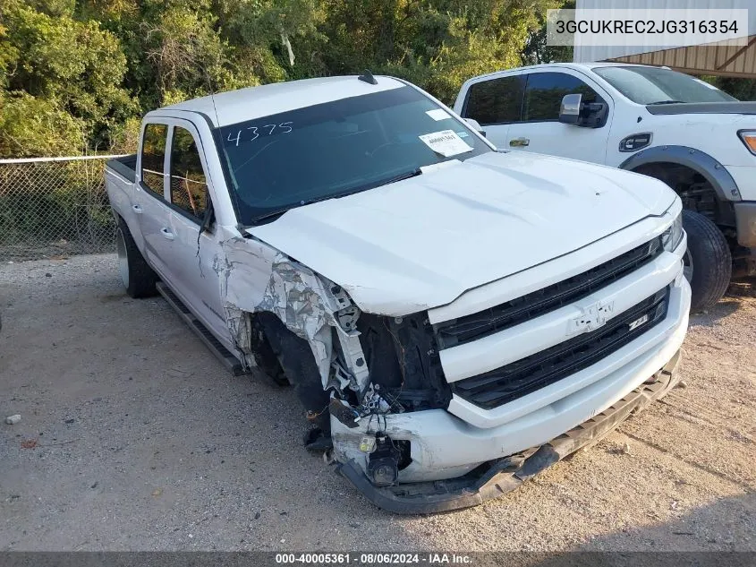 2018 Chevrolet Silverado 1500 2Lt VIN: 3GCUKREC2JG316354 Lot: 40005361