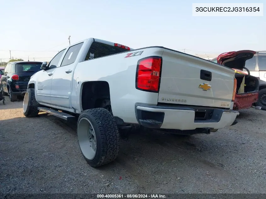 2018 Chevrolet Silverado 1500 2Lt VIN: 3GCUKREC2JG316354 Lot: 40005361