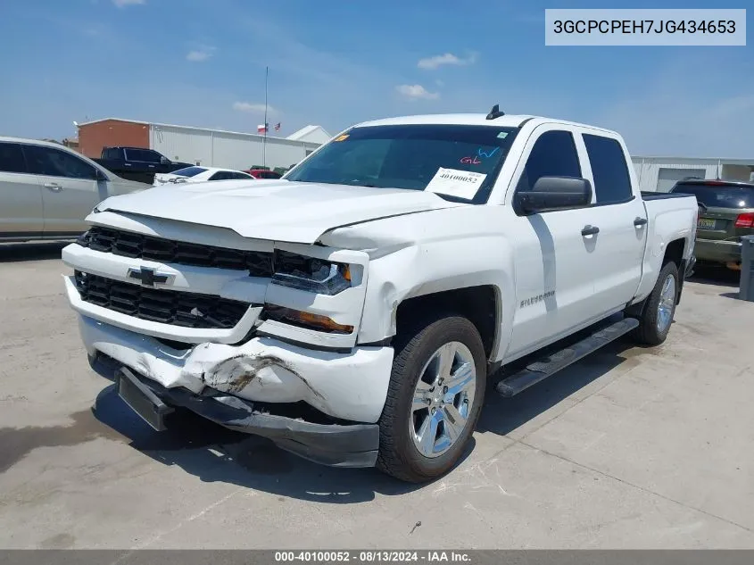 2018 Chevrolet Silverado 1500 Custom VIN: 3GCPCPEH7JG434653 Lot: 40100052