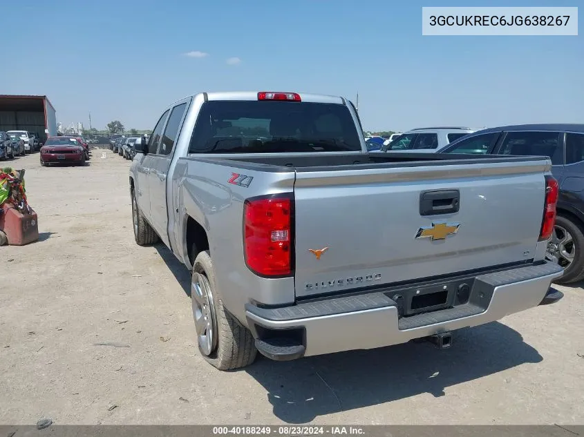 2018 Chevrolet Silverado 1500 2Lt VIN: 3GCUKREC6JG638267 Lot: 40188249